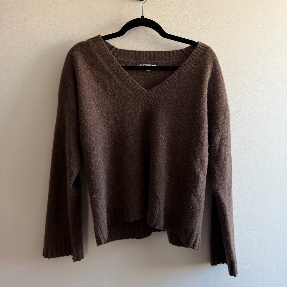 Reformation Chocolate Brown V-Neck Sweater